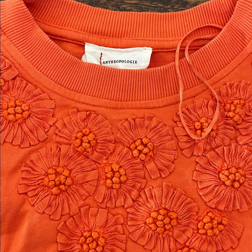 Anthropologie Orange Floral Blouse